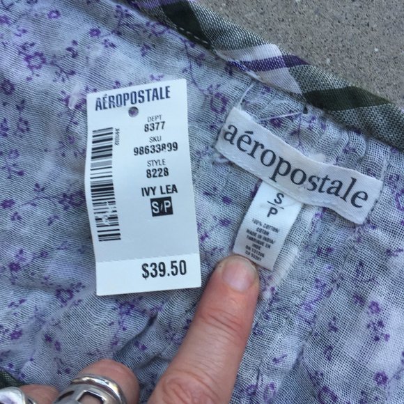 Aeropostale Plaid Cotton Gauze Top NWT - Picture 8 of 10
